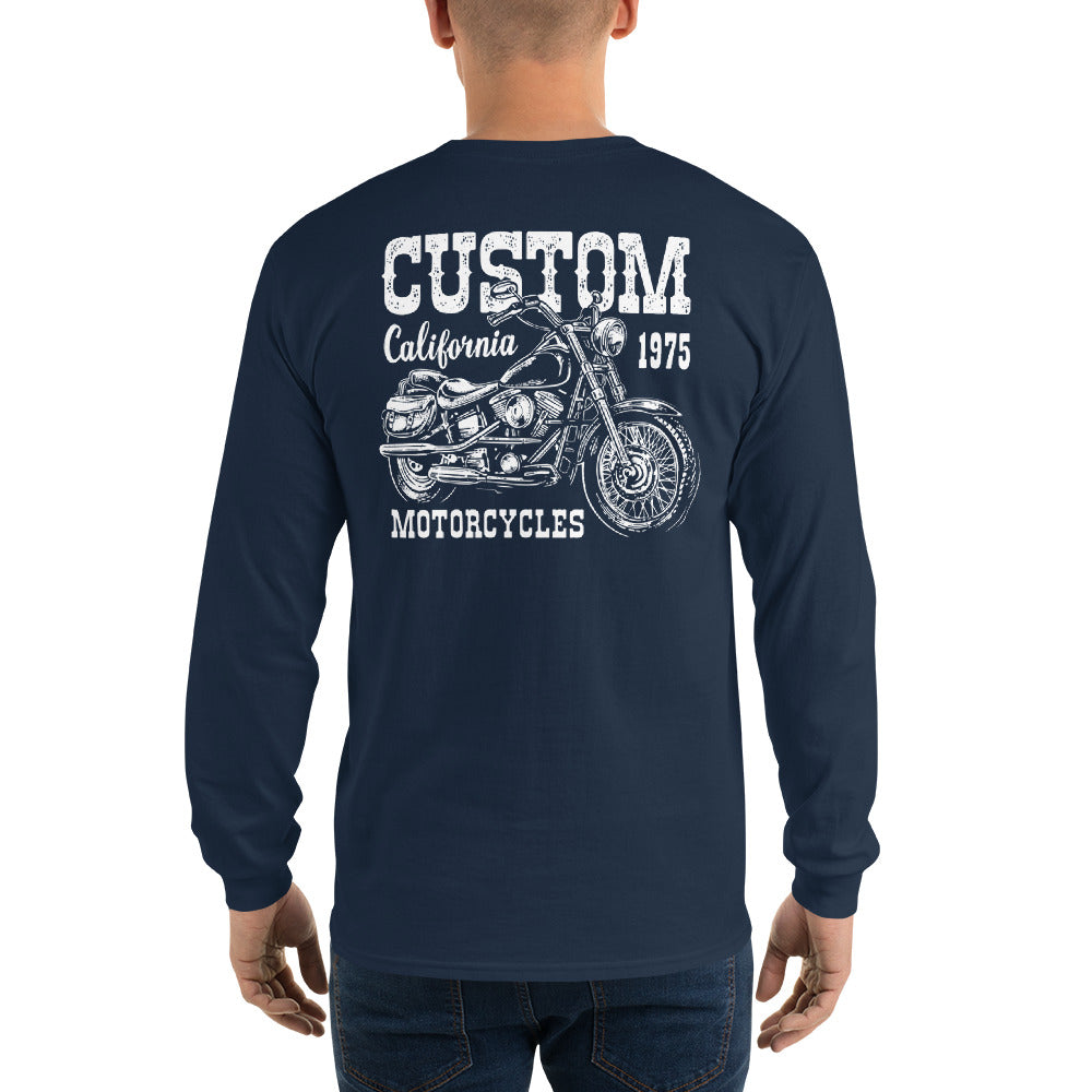 Custom California Motorcycles Long Sleeve Tee with Back Print