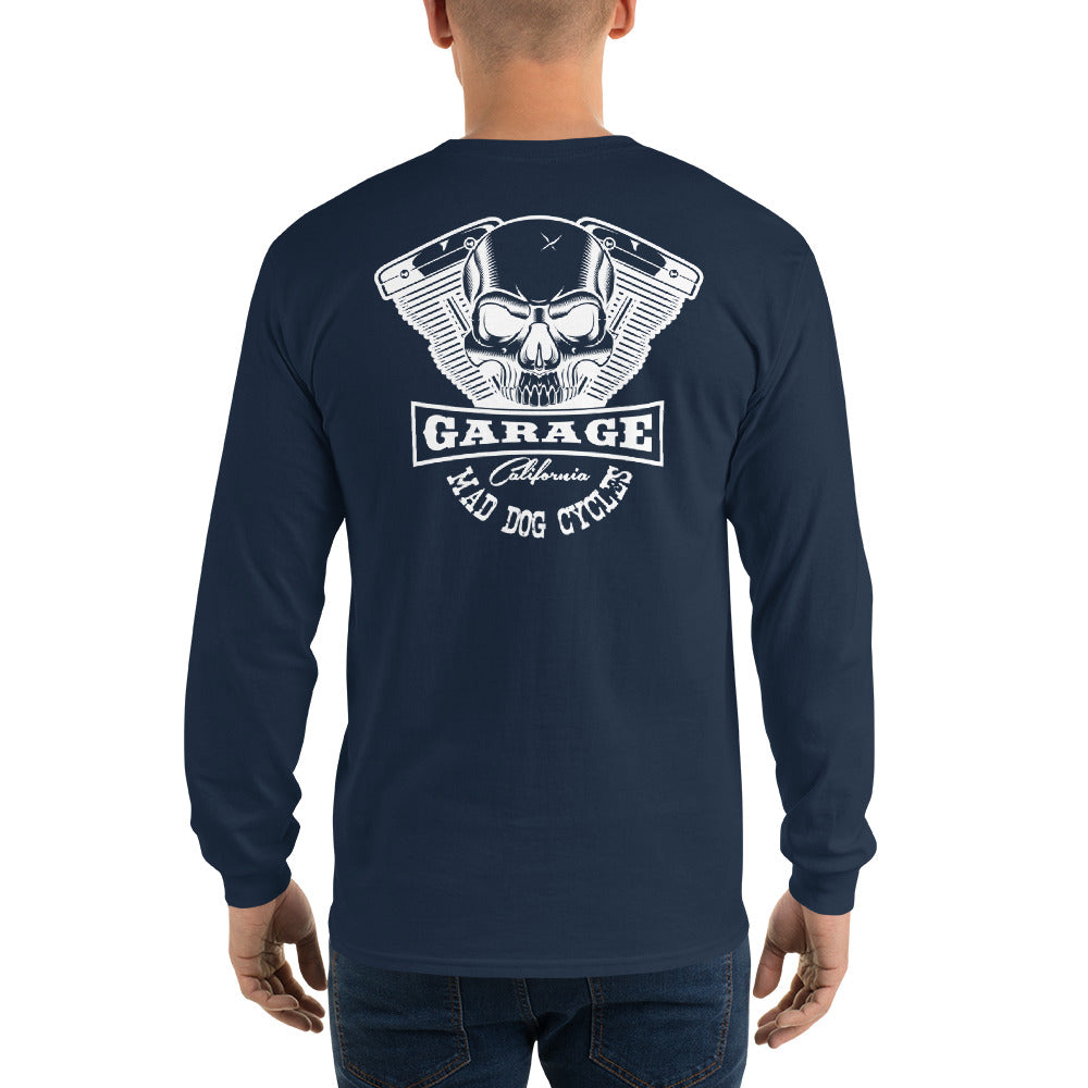 Mad Dog Cycles garage Long Sleeve Tee with Back Print