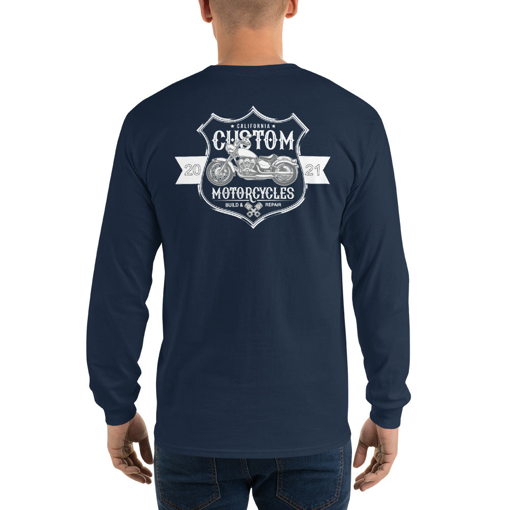 Custom Motorcycles Long Sleeve Tee with Back Print