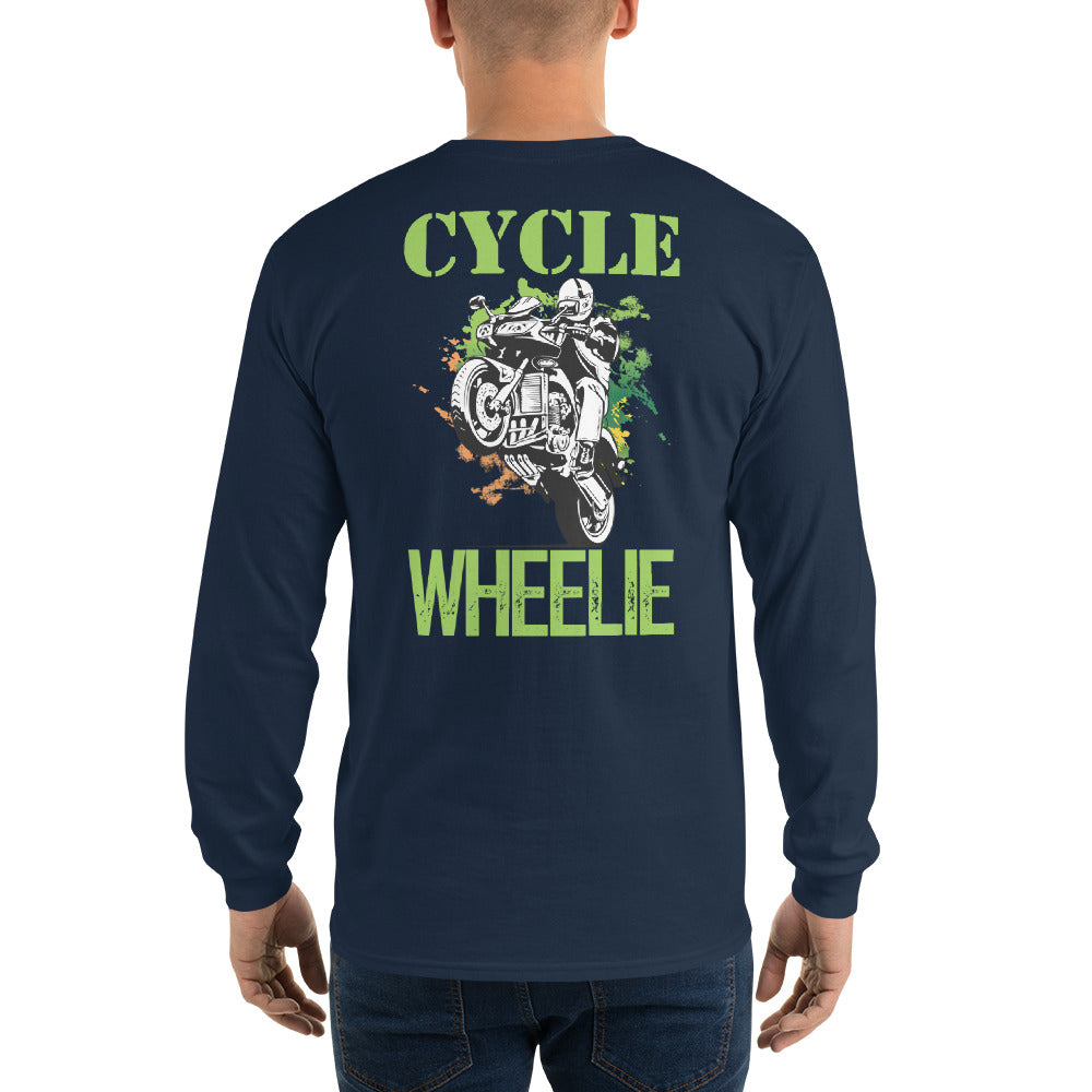 Cycle Wheelie Long Sleeve Tee with Back Print