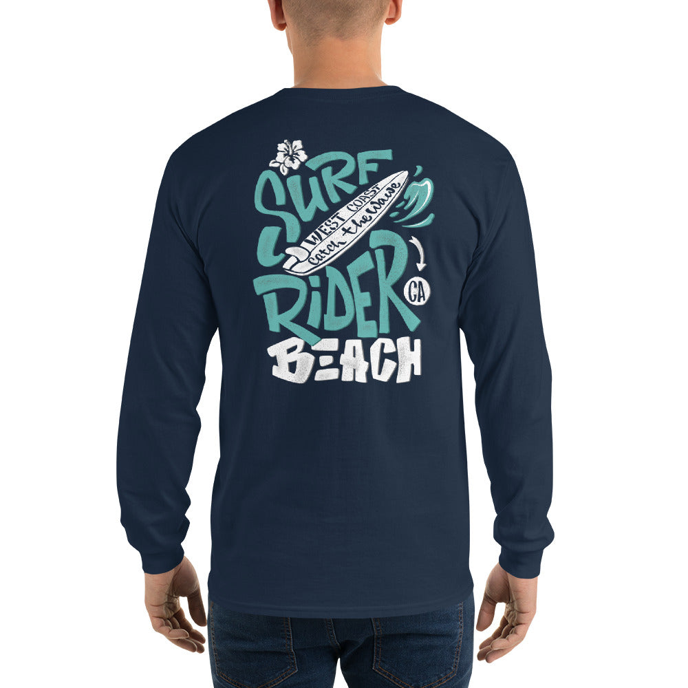 Surf Rider Beach Long Sleeve Tee with Back Print