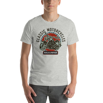 Classic Motorcycles Build & Repair Tee-Black Text